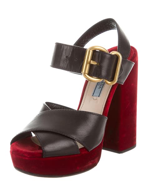 prada black velvet sandals|Prada platform sandals outlet.